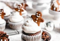 Holiday Vegan Gingerbread Cupcakes with Smooth Cream Cheese Frosting