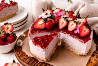 Luscious No Bake Vegan Strawberry Cheesecake Gluten Free