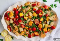 Sun Kissed Peach and Tomato Panzanella