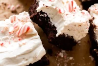 Irresistibly Fudgy Vegan Peppermint Brownies with White Chocolate Peppermint Topping