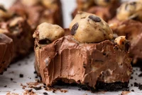 Easy No-Bake Vegan Brownie-Cookie Dough Cheesecake Bars