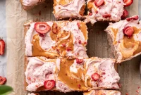 Berry Burst Vegan Sheet Cake with Peanut Butter Ripples