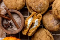 Soft and Chewy Eggless Vegan Pumpkin Cheesecake Cookies