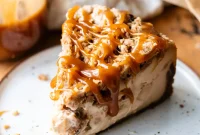 Decadent Vegan Salted Caramel Apple Crumble Cheesecake