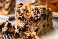 Plant-Based Chocolate Chip Coffee Cake with Velvety Cream Cheese Swirl
