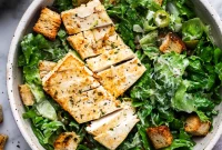 Super Simple Vegan Caesar with Zesty Lemon Tofu