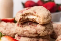 Pillowy Vegan Strawberry Cheesecake Cookies (No Dairy, No Eggs)