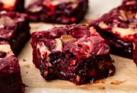 Crinkle Top Fudgy Vegan Red Velvet Cheesecake Swirl Brownies