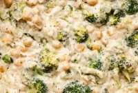 Easy 20-Minute Creamy Vegan Chickpea Broccoli Alfredo Skillet