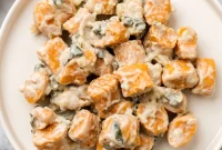Effortless 2-Ingredient Vegan Sweet Potato Gnocchi with Creamy Garlic Sage Sauce