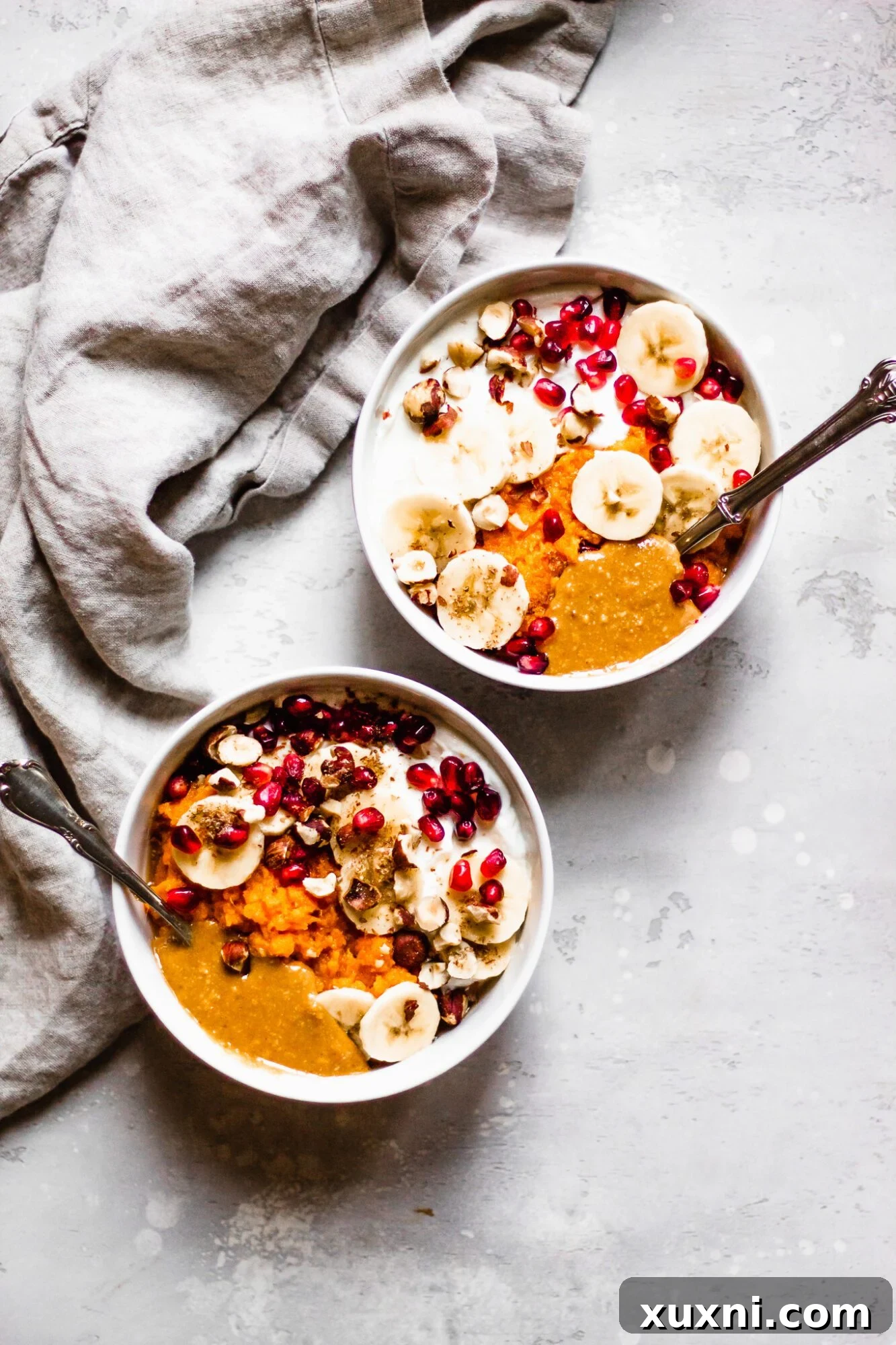 two bowls of sweet potato breakfast bowl