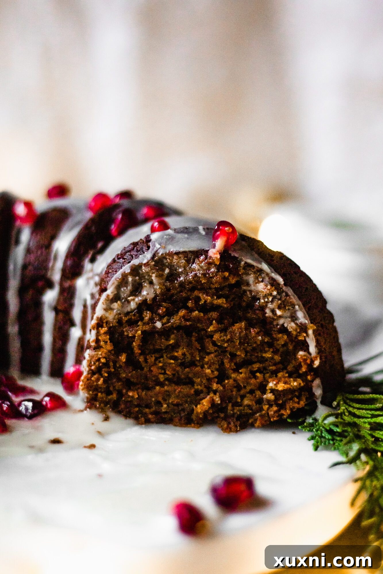 sliced gluten free gingerbread bundt cake