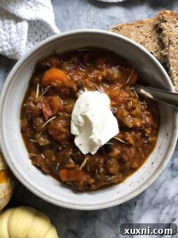 A smaller image of the pumpkin chili, ideal for recipe cards.