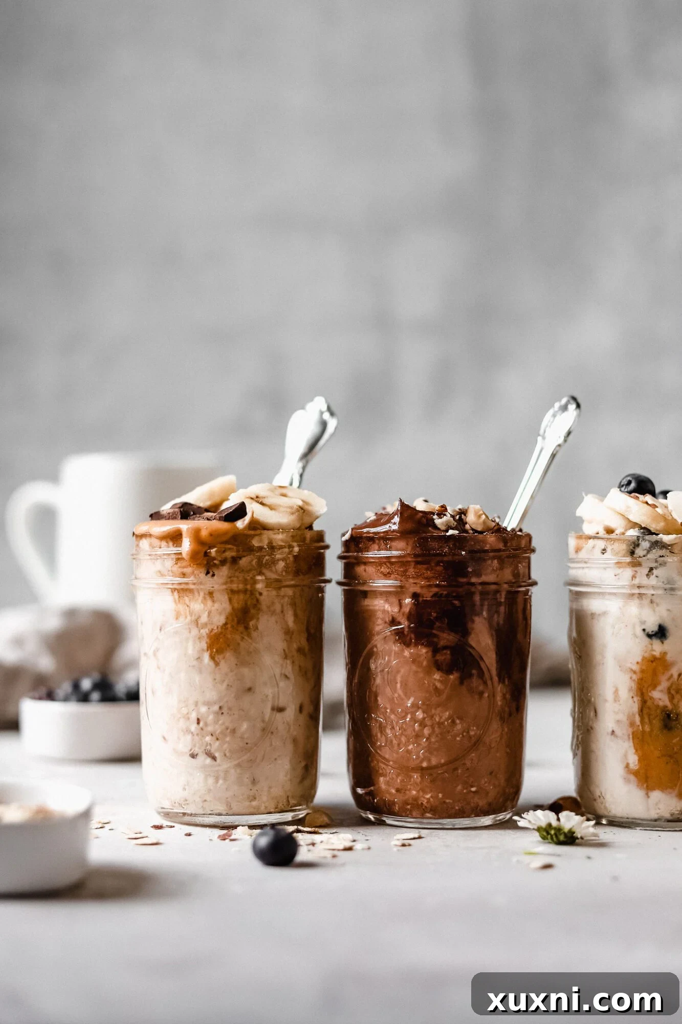 Three jars of delicious protein-packed vegan overnight oats