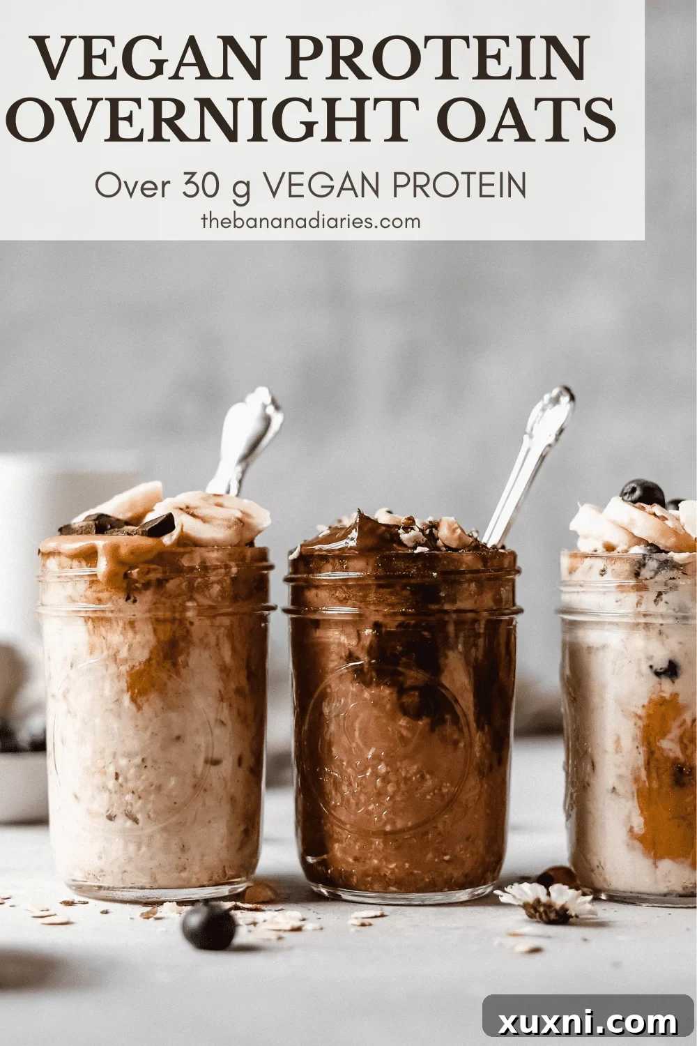 Protein-packed vegan overnight oats for Pinterest