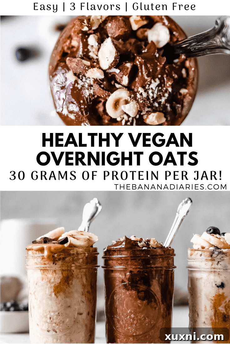 Pinterest image promoting protein-packed overnight oats