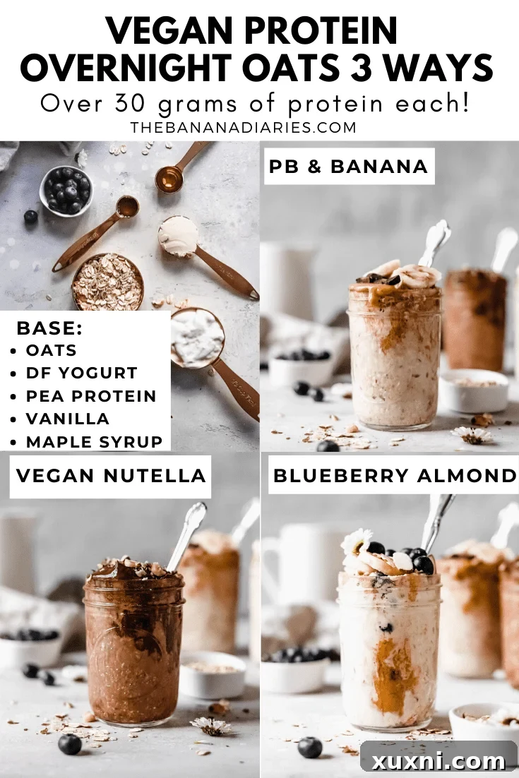 Pinterest image for vegan overnight oats recipes