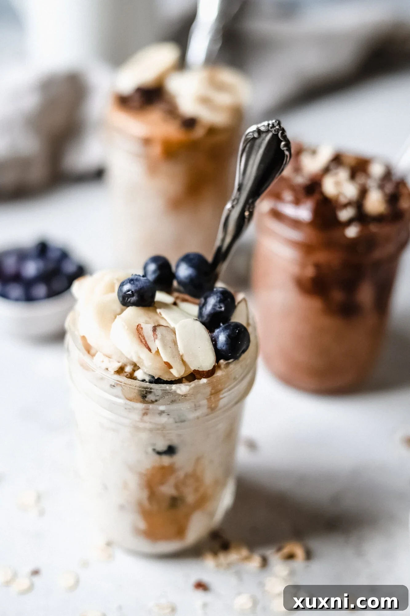All three jars of customized oatmeal flavors together