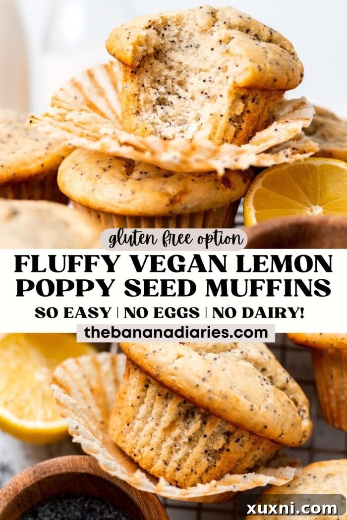 vegan lemon poppy seed muffin pinterest pin