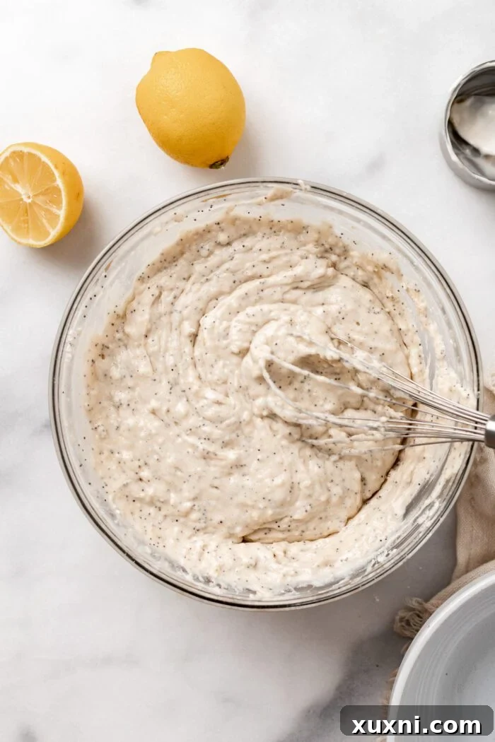 vegan lemon poppy seed muffin batter