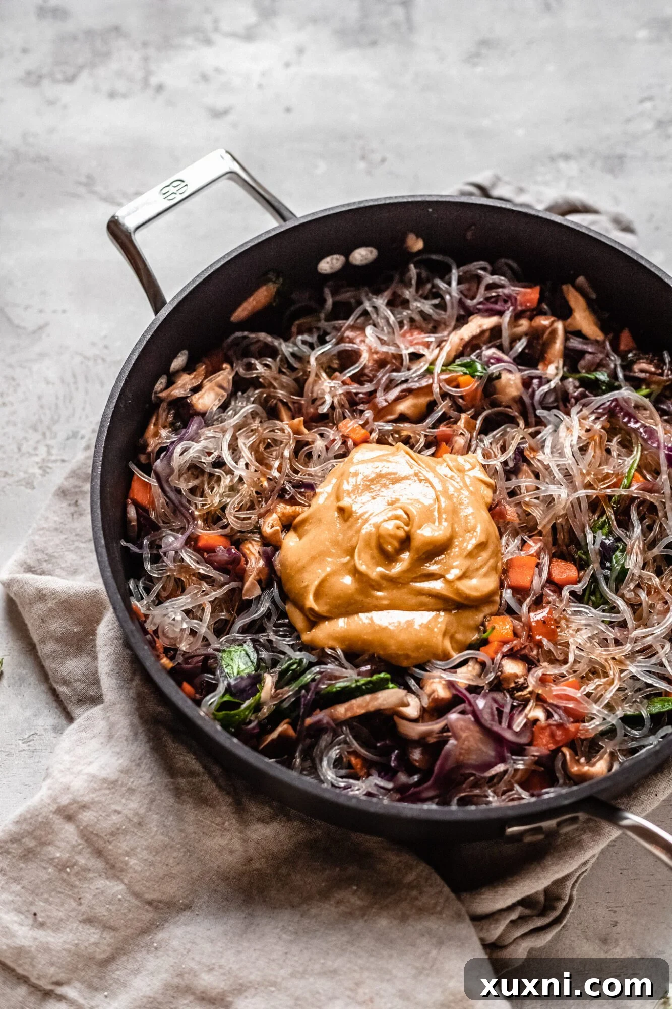 Effortless Keto Paleo Vegan Lo Mein Stir-Fry 6 sauce on top of lo mein noodles