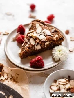 slice of almond cake on a plate