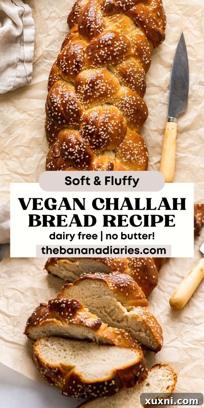 vegan challah bread Pinterest pin image