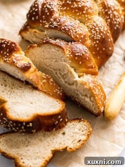 close up of golden brown vegan challah bread