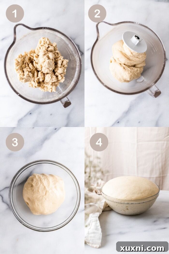 hands kneading vegan challah bread dough