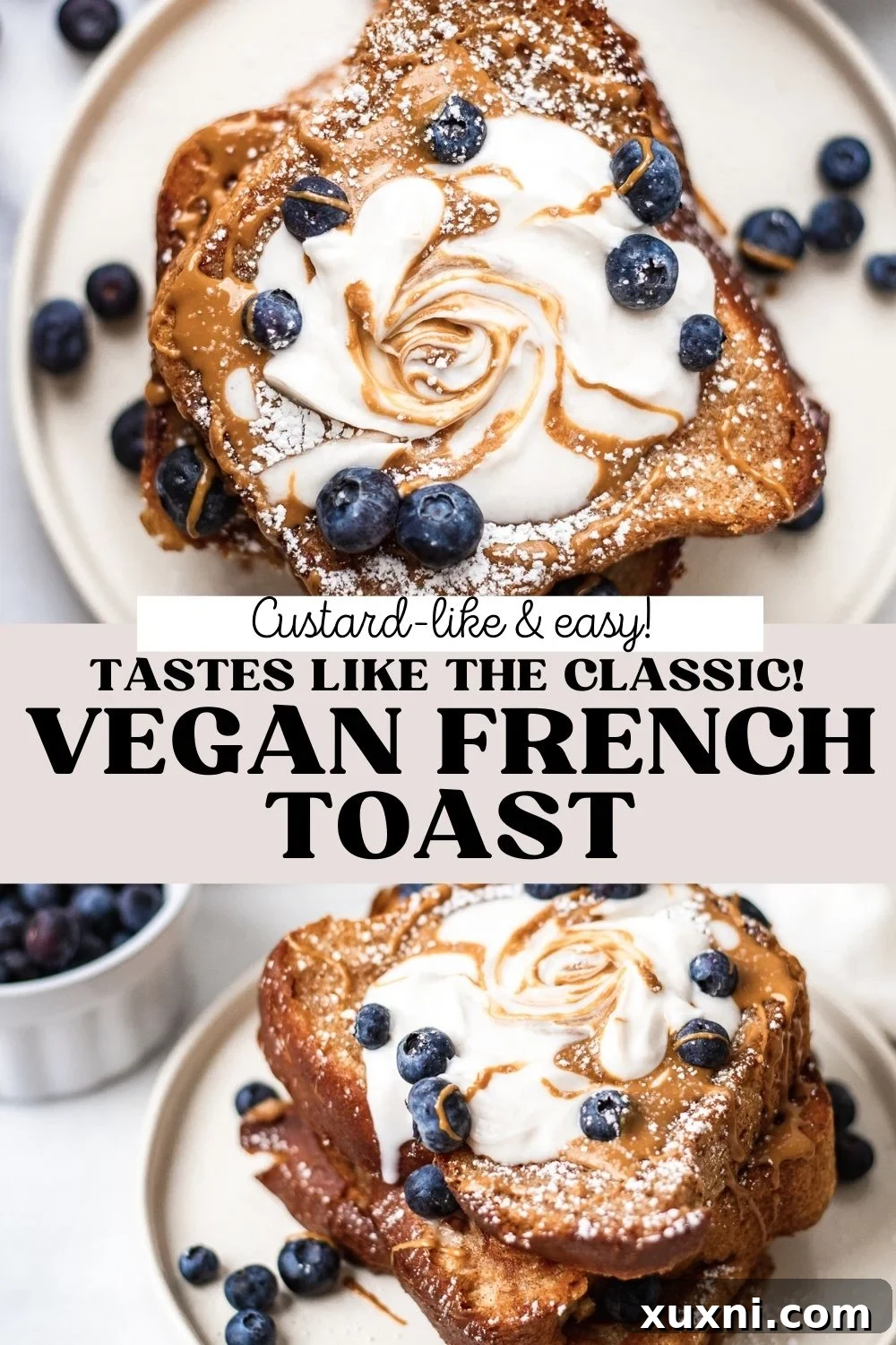 BEST Ever Vegan French Toast (Easy!) Pinterest pin