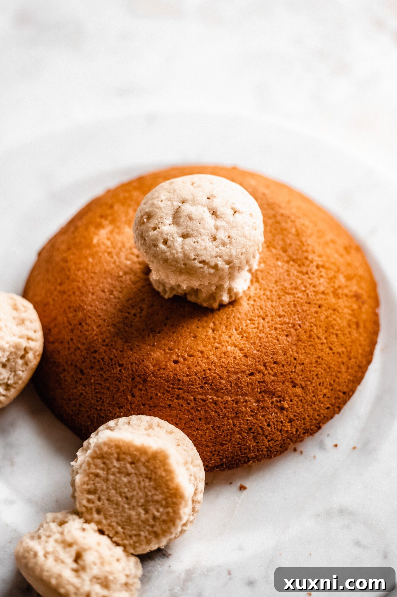Close-up of the cotton tail on the bunny butt cake, highlighting its perfect positioning