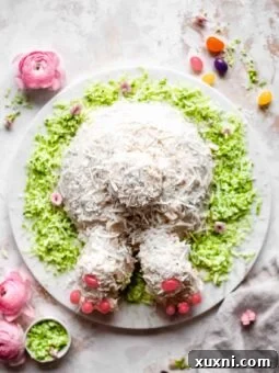 Adorable vegan bunny butt cake on a serving plate