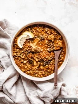 bowl of vegan lentil soup