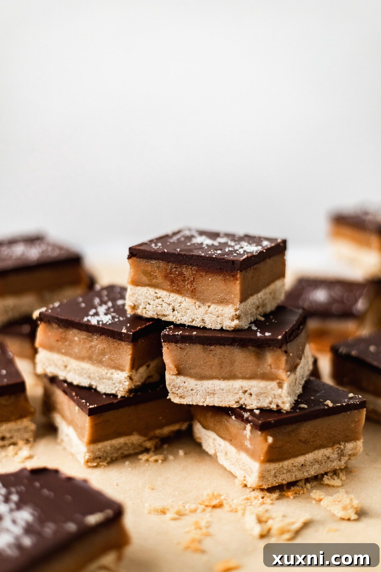 sliced vegan millionaire shortbread