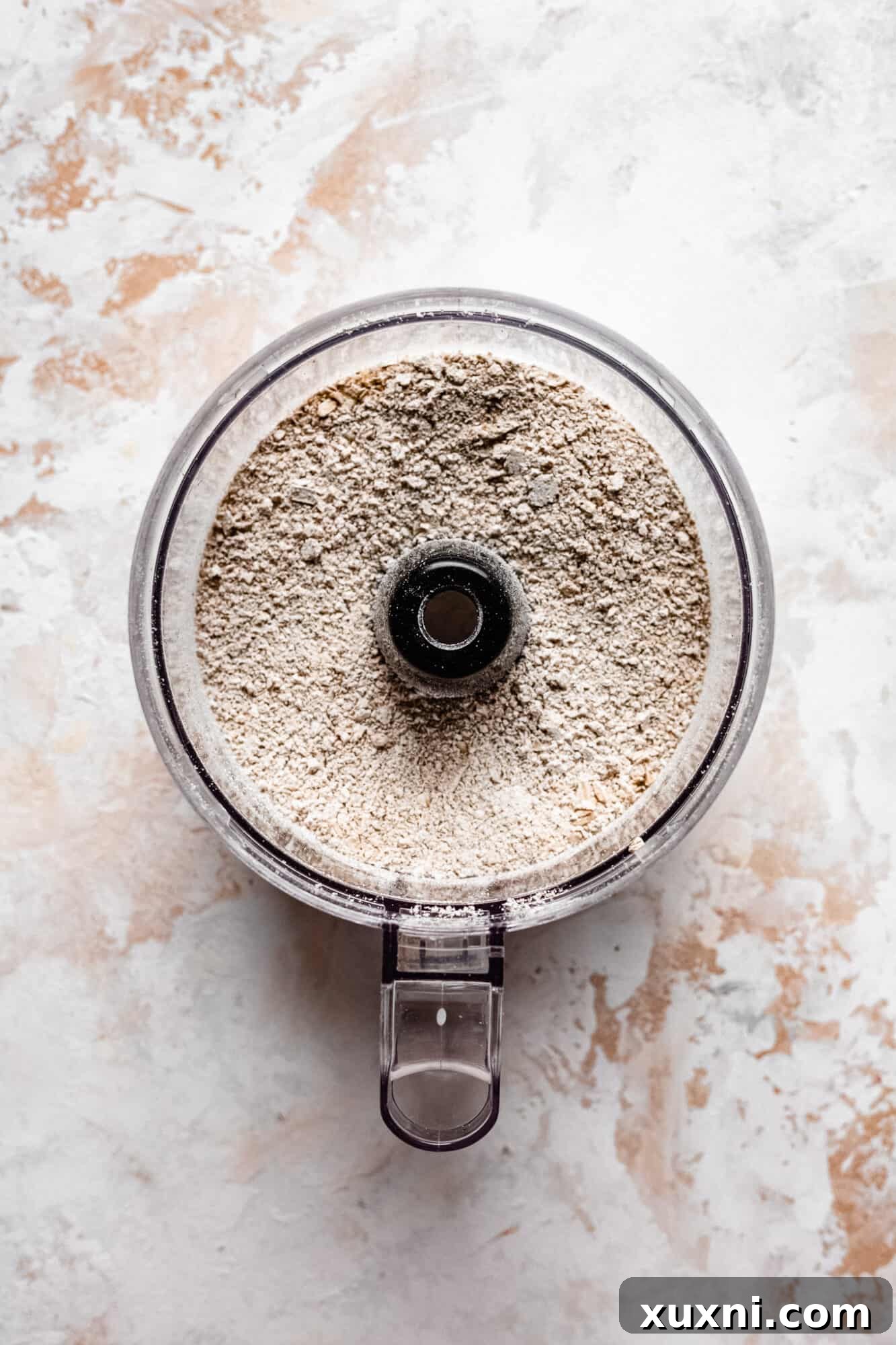 Food processor containing finely ground oat flour