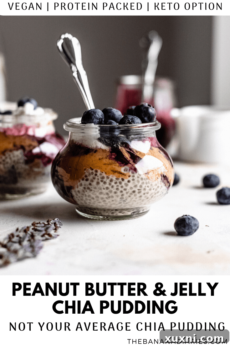 Dreamy Overnight Peanut Butter and Jelly Chia Pudding Vegan 14 pinterest image for chia pudding
