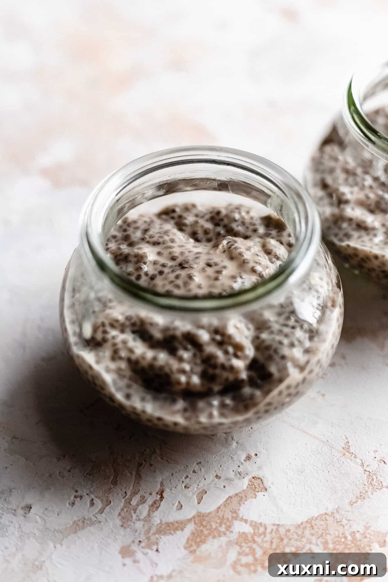 Dreamy Overnight Peanut Butter and Jelly Chia Pudding Vegan 5 chia pudding recipe in glass