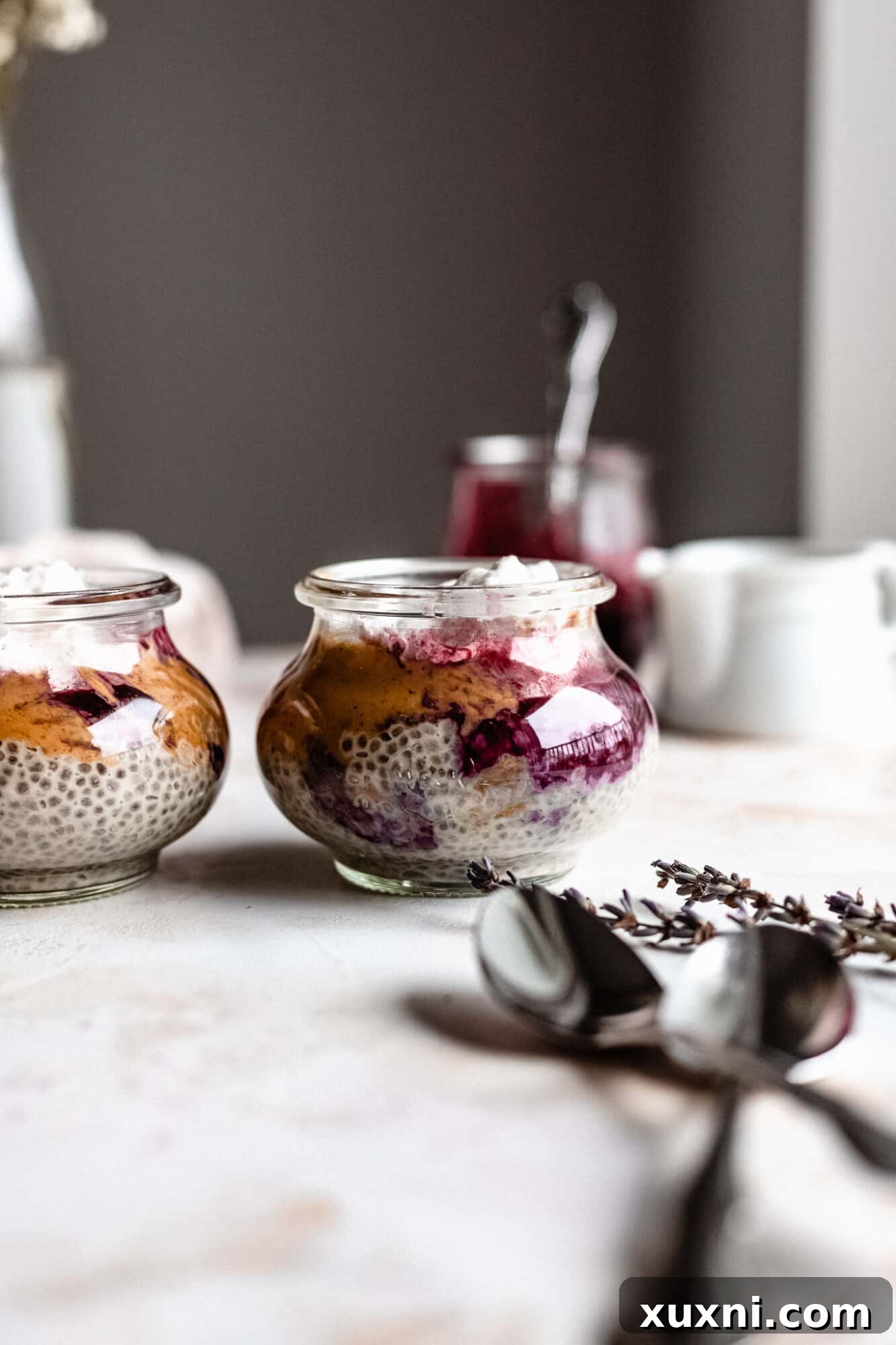 Dreamy Overnight Peanut Butter and Jelly Chia Pudding Vegan 7 jars of chia pudding