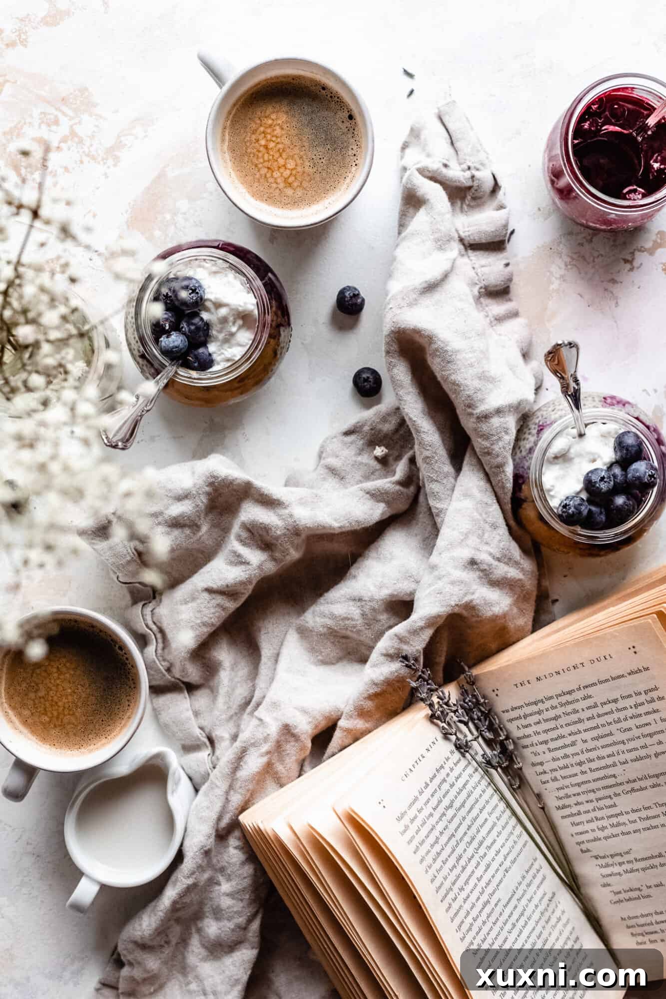 Dreamy Overnight Peanut Butter and Jelly Chia Pudding Vegan 10 breakfast scene of chia pudding