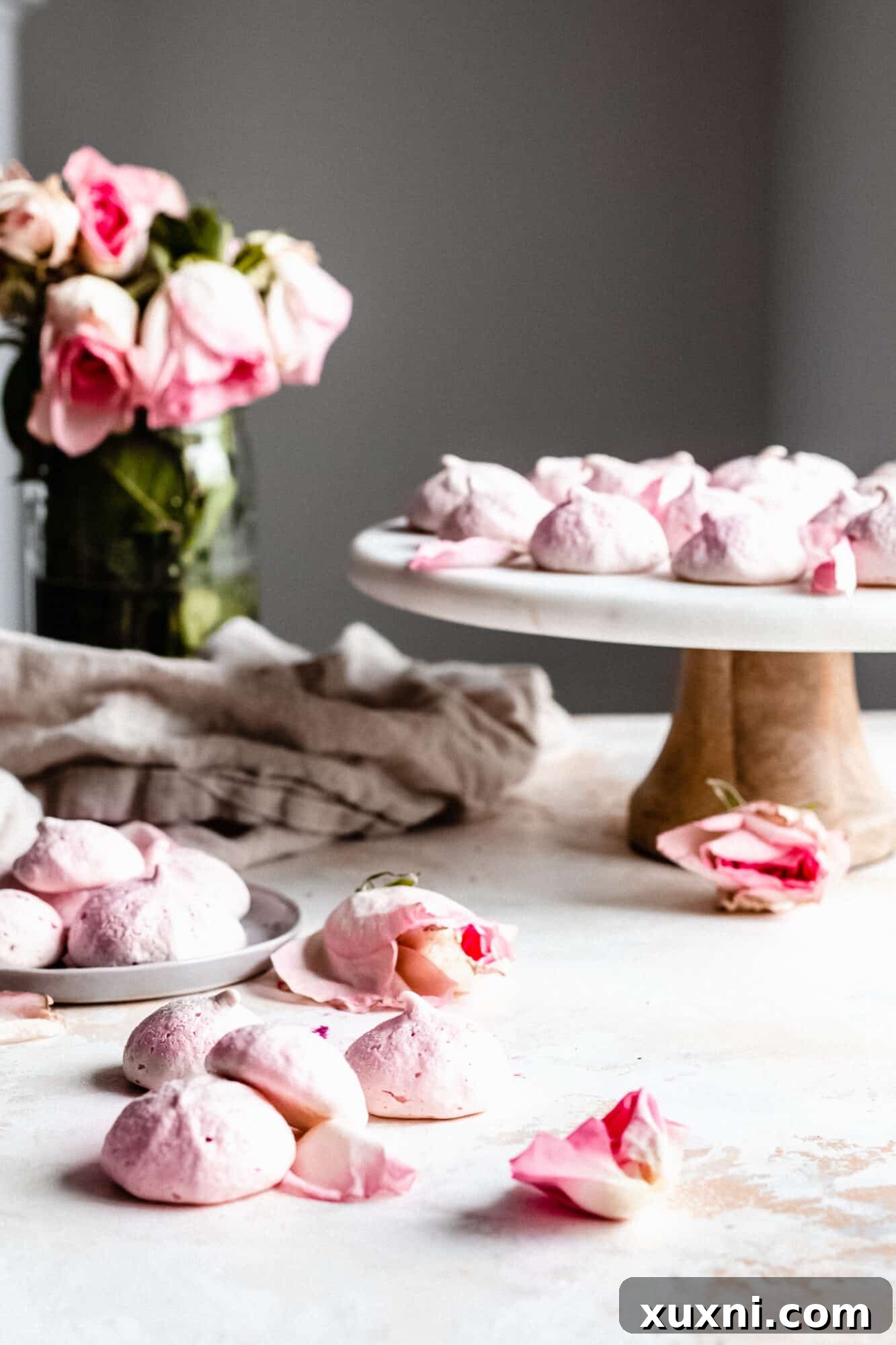 A handful of exquisitely crafted vegan meringue cookies, showcasing their variety in color and form.