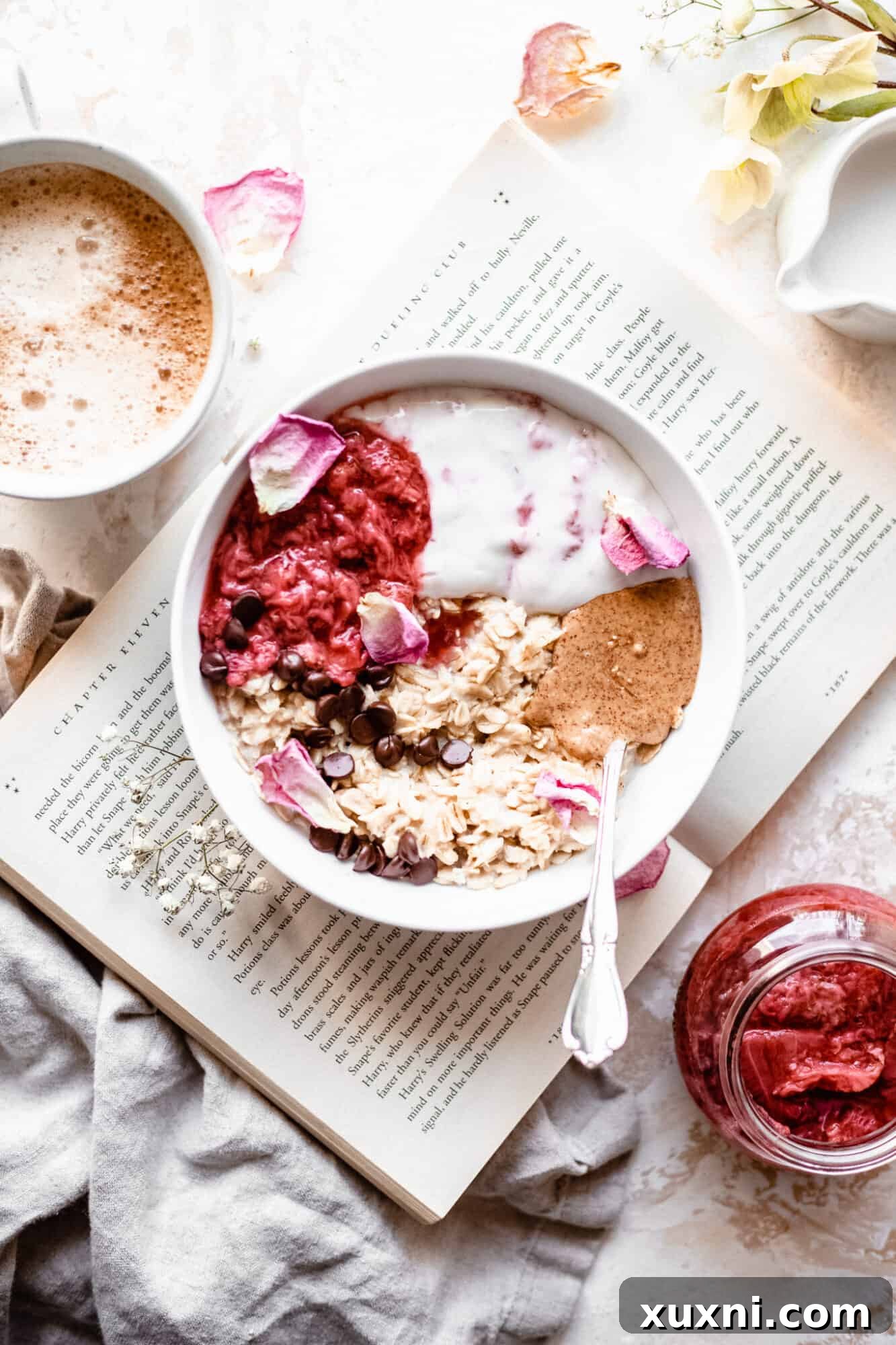 book with bowl of oat meal