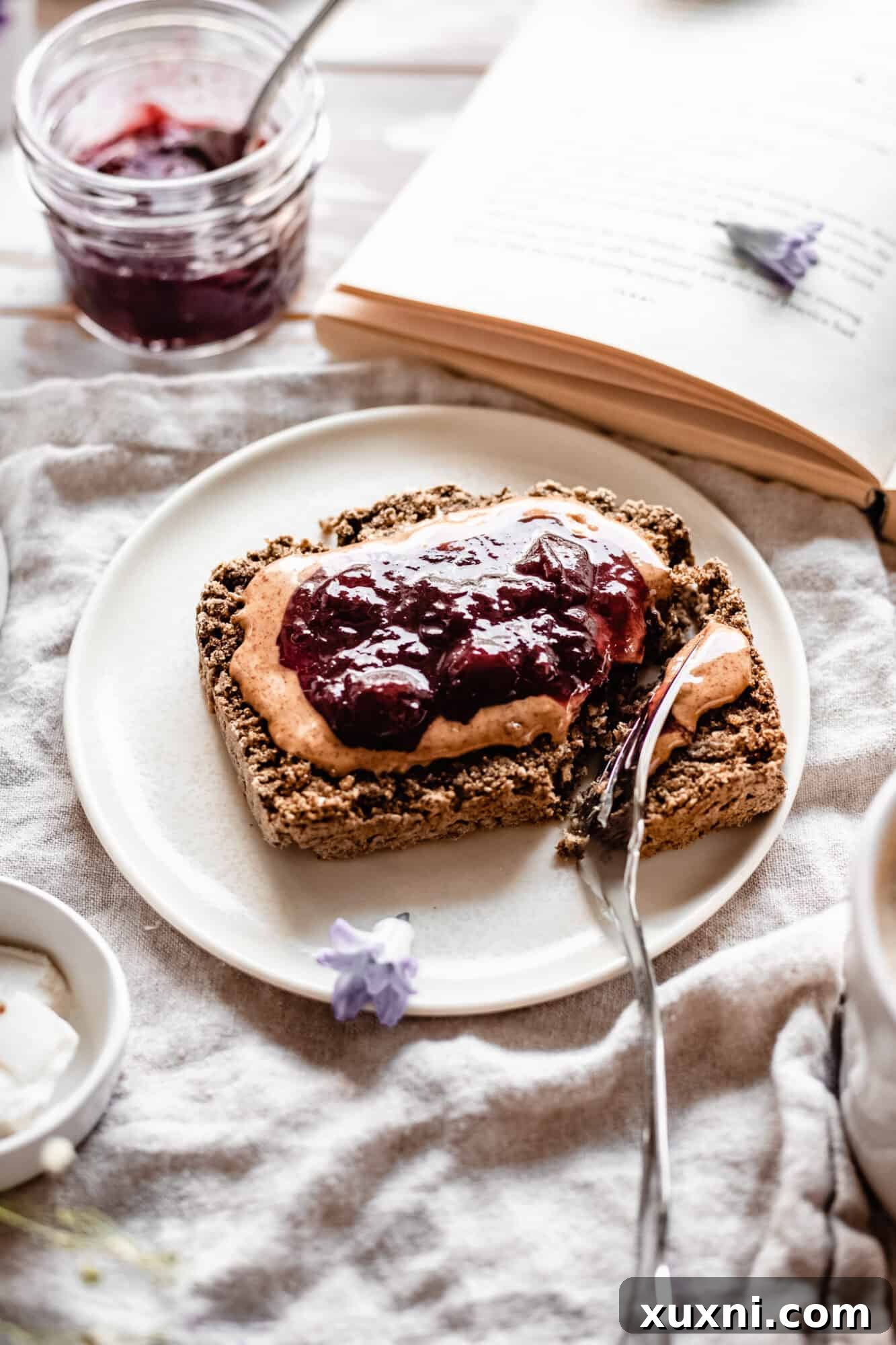 smear of jam on toast