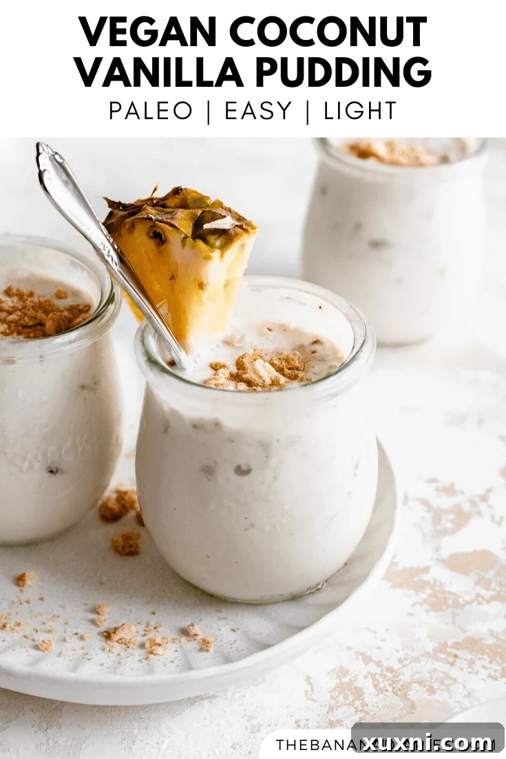 Another enticing Pinterest image for vegan vanilla pudding, perfect for sharing delicious, healthy dessert ideas.