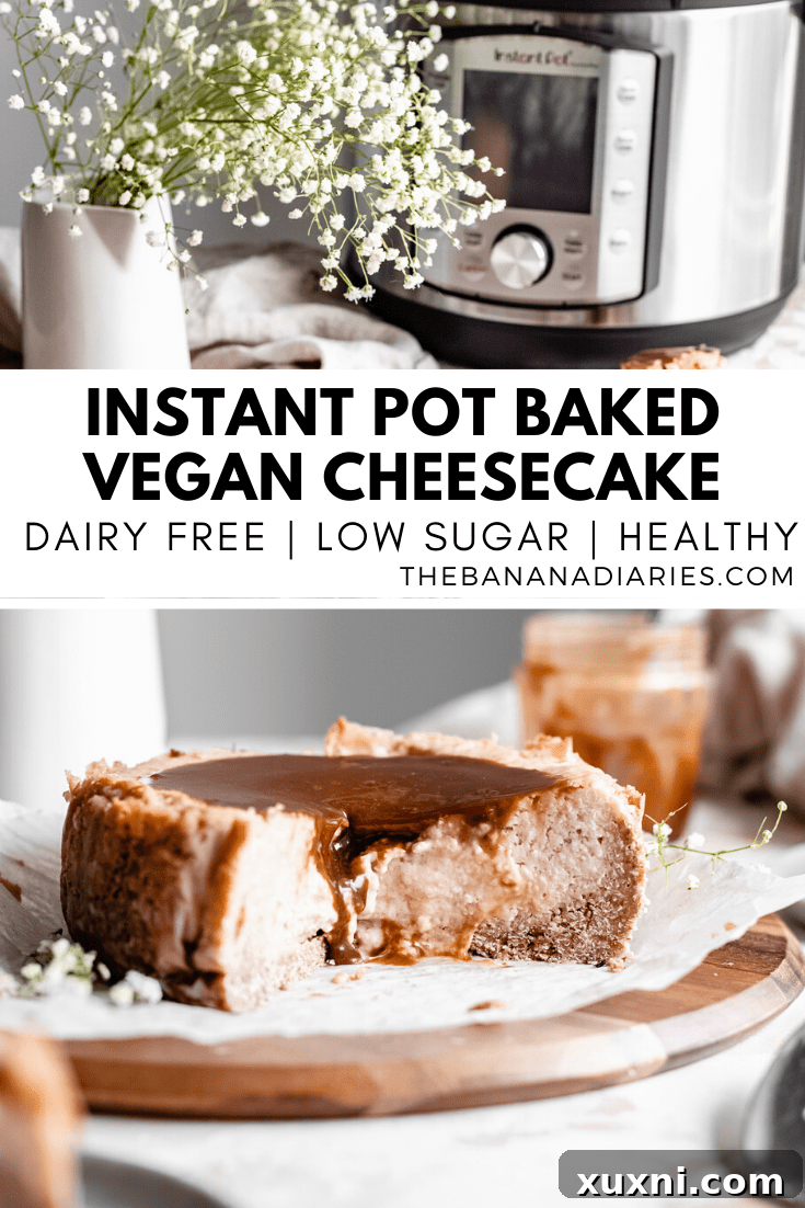 pinterest image for vegan baked cheesecake