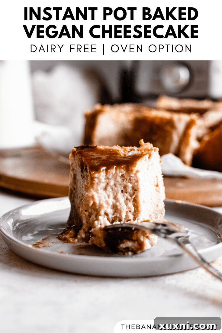 pinterest image for vegan baked cheesecake