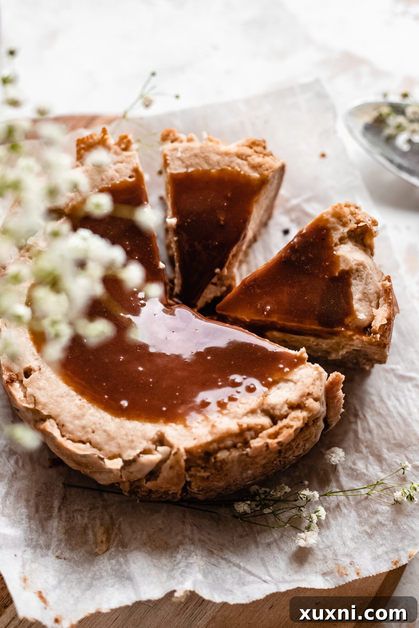 slices of vegan cheesecake