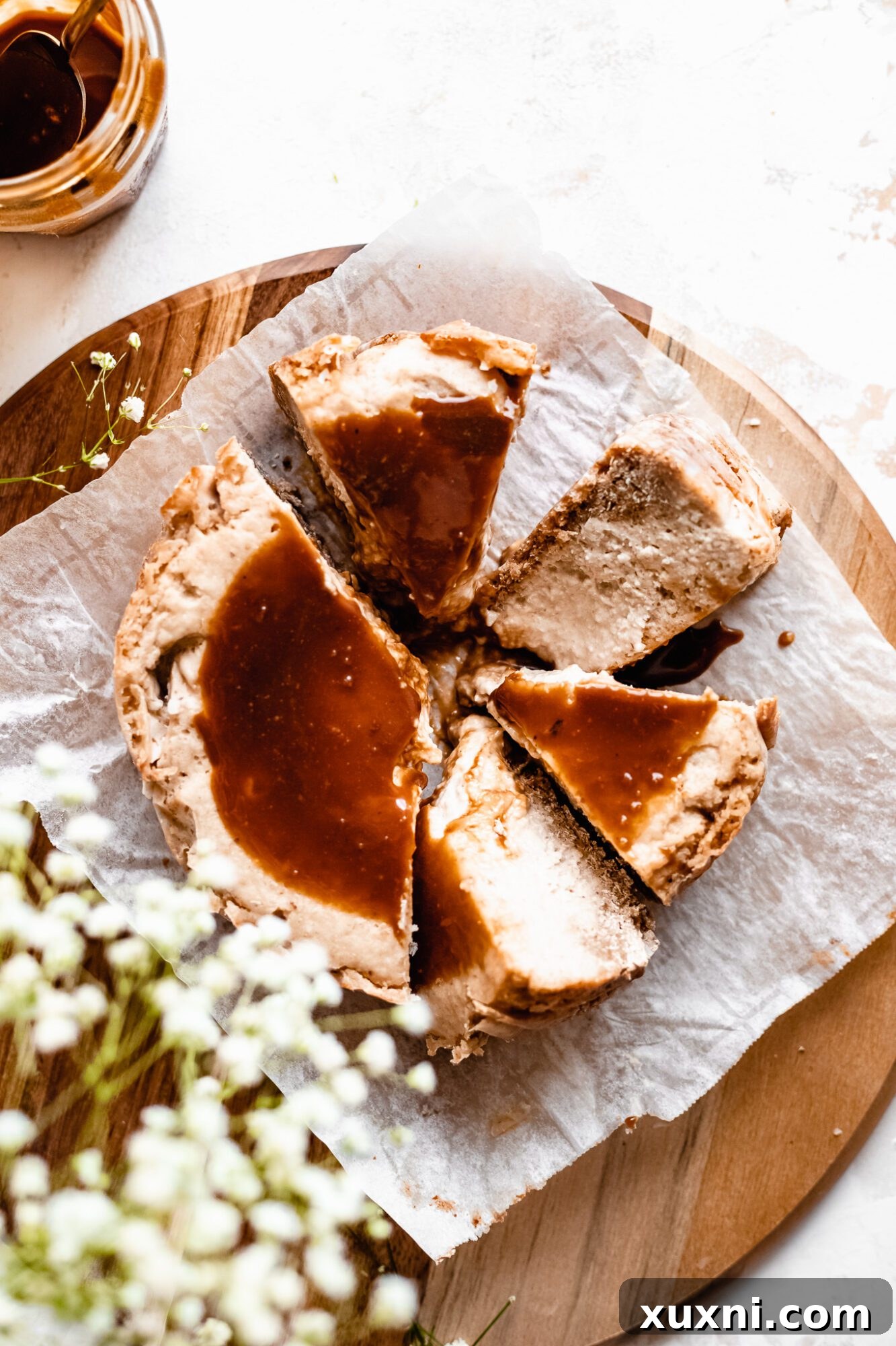 messy slices of vegan cheesecake