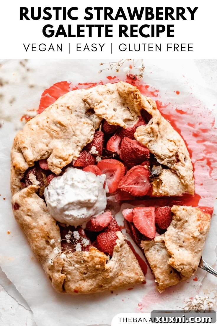 Pinterest pin for strawberry galette with recipe details