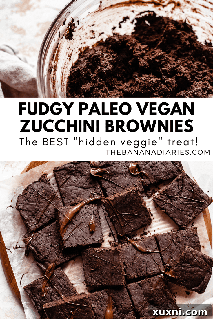 Decadent Paleo Vegan Zucchini Brownies 11 Pinterest image for zucchini brownies, showing multiple slices