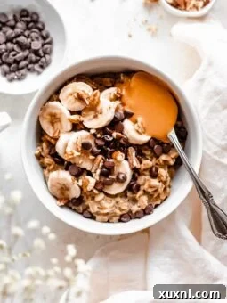 bowl of Instant Pot zucchini oatmeal with toppings